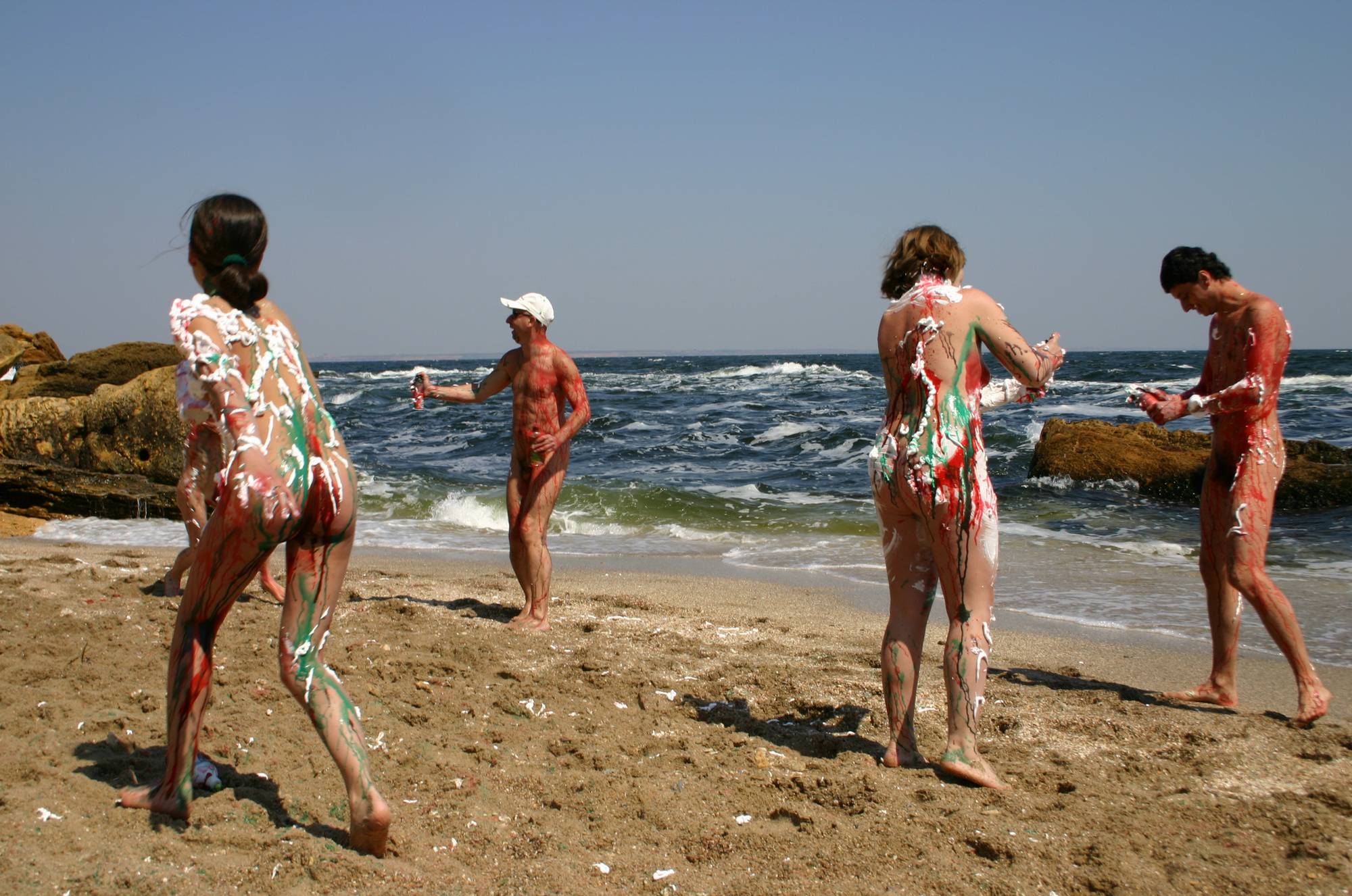 Purenudism Young Beach Paint Fight Actions - 3
