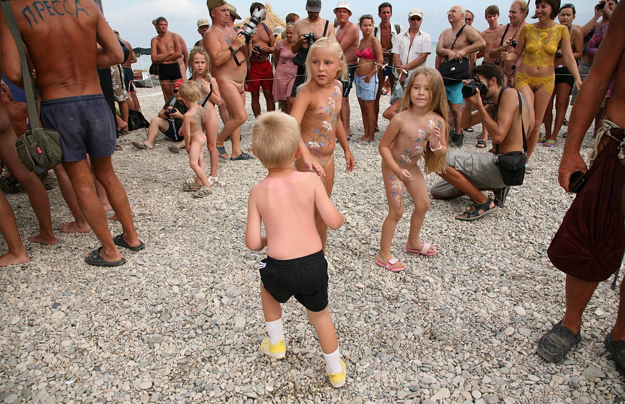 Family Nudism Grey Pebble Beach Day - 3