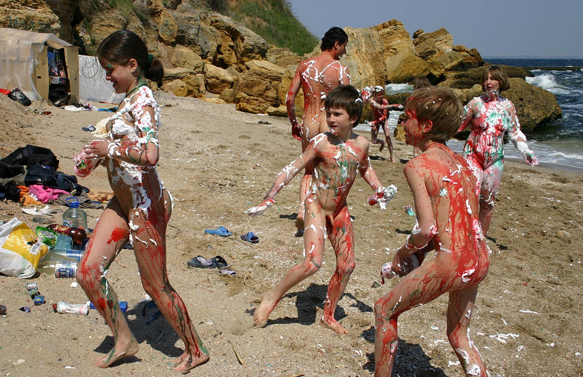 Black Sand Body Painting Young Nudists - 1